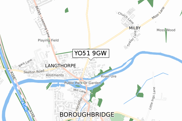 YO51 9GW map - small scale - OS Open Zoomstack (Ordnance Survey)