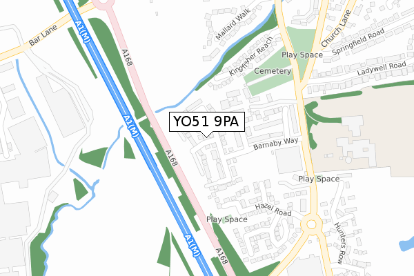 YO51 9PA map - large scale - OS Open Zoomstack (Ordnance Survey)