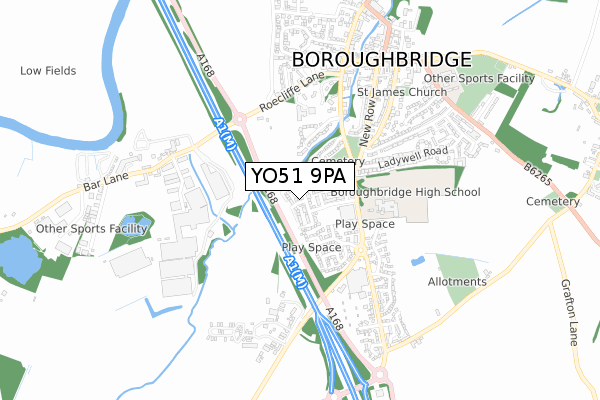 YO51 9PA map - small scale - OS Open Zoomstack (Ordnance Survey)