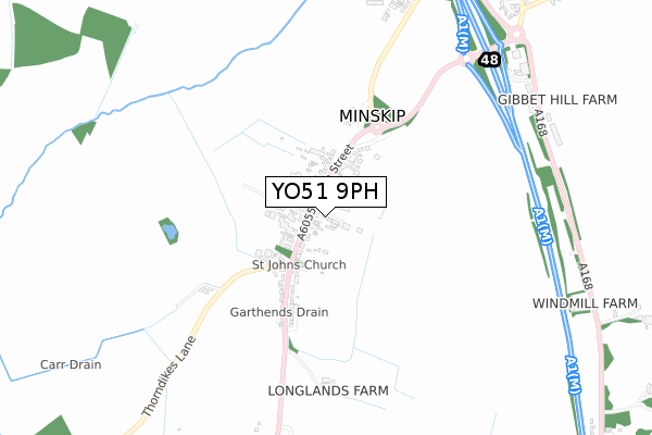 YO51 9PH map - small scale - OS Open Zoomstack (Ordnance Survey)