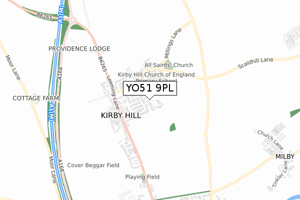 YO51 9PL map - small scale - OS Open Zoomstack (Ordnance Survey)