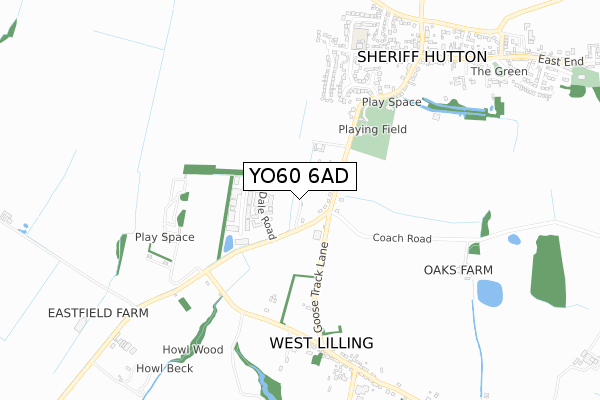 YO60 6AD map - small scale - OS Open Zoomstack (Ordnance Survey)