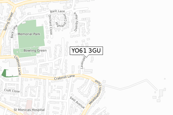 YO61 3GU map - large scale - OS Open Zoomstack (Ordnance Survey)