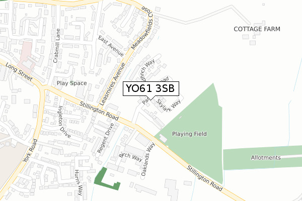 YO61 3SB map - large scale - OS Open Zoomstack (Ordnance Survey)
