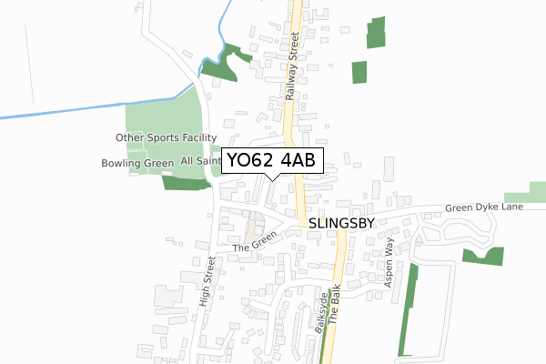 YO62 4AB map - large scale - OS Open Zoomstack (Ordnance Survey)