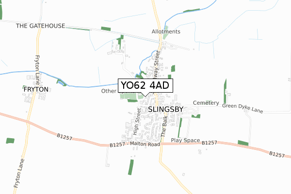 YO62 4AD map - small scale - OS Open Zoomstack (Ordnance Survey)