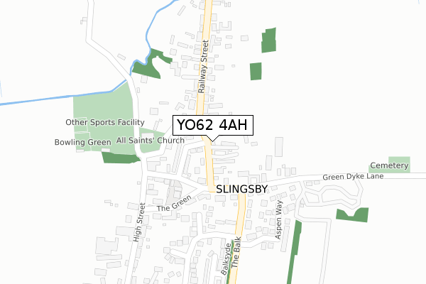 YO62 4AH map - large scale - OS Open Zoomstack (Ordnance Survey)