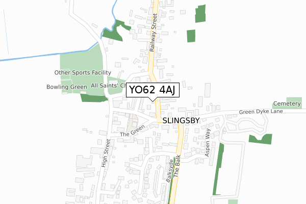 YO62 4AJ map - large scale - OS Open Zoomstack (Ordnance Survey)