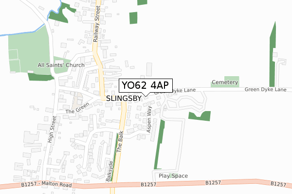 YO62 4AP map - large scale - OS Open Zoomstack (Ordnance Survey)