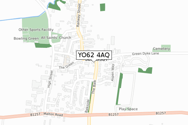 YO62 4AQ map - large scale - OS Open Zoomstack (Ordnance Survey)