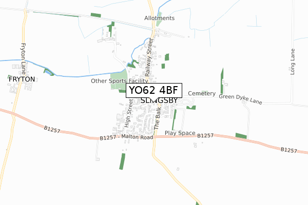 YO62 4BF map - small scale - OS Open Zoomstack (Ordnance Survey)