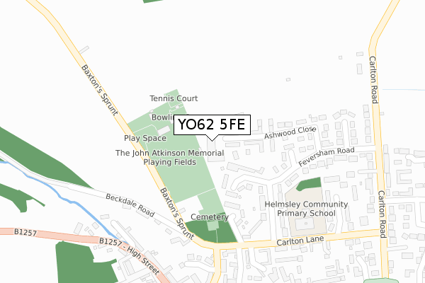 YO62 5FE map - large scale - OS Open Zoomstack (Ordnance Survey)