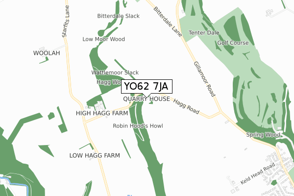 YO62 7JA map - small scale - OS Open Zoomstack (Ordnance Survey)