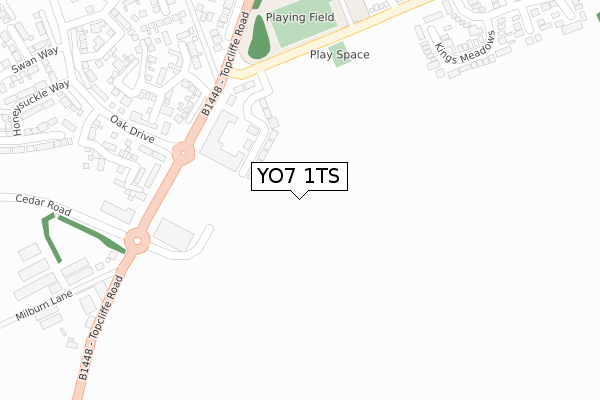 YO7 1TS map - large scale - OS Open Zoomstack (Ordnance Survey)