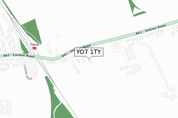 YO7 1TY map - large scale - OS Open Zoomstack (Ordnance Survey)