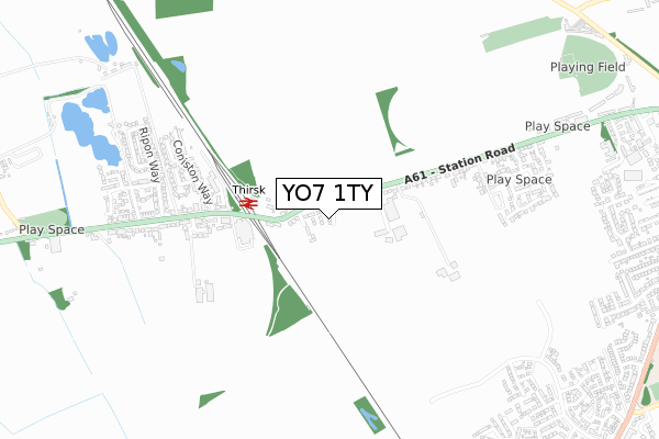 YO7 1TY map - small scale - OS Open Zoomstack (Ordnance Survey)