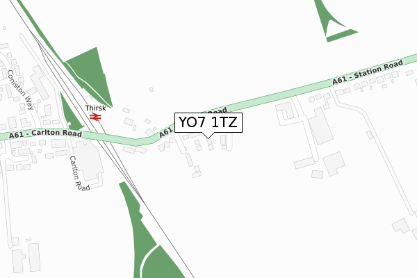 YO7 1TZ map - large scale - OS Open Zoomstack (Ordnance Survey)