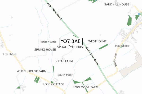 YO7 3AE map - small scale - OS Open Zoomstack (Ordnance Survey)