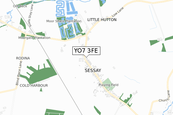 YO7 3FE map - small scale - OS Open Zoomstack (Ordnance Survey)
