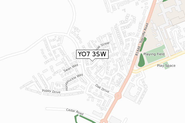 YO7 3SW map - large scale - OS Open Zoomstack (Ordnance Survey)