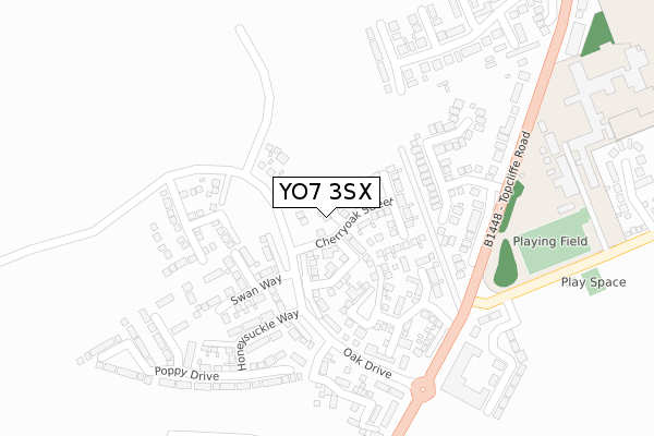 YO7 3SX map - large scale - OS Open Zoomstack (Ordnance Survey)