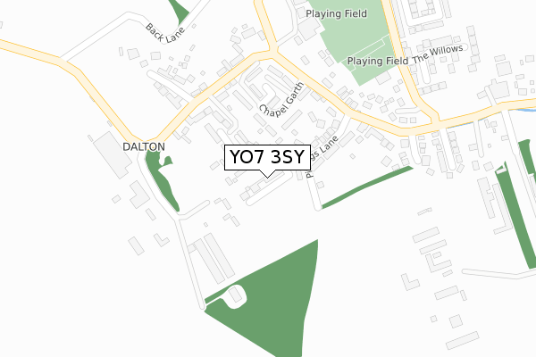 YO7 3SY map - large scale - OS Open Zoomstack (Ordnance Survey)