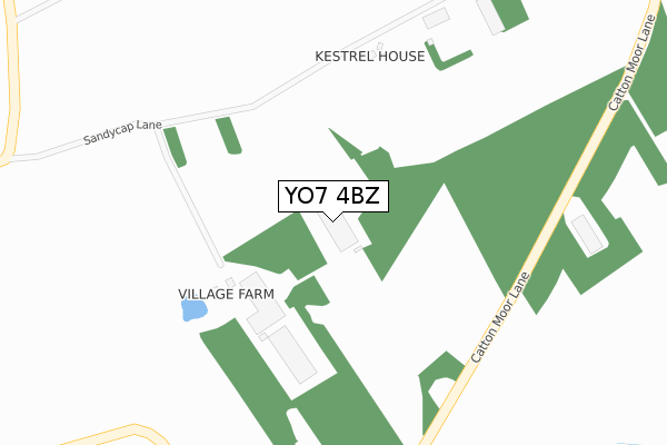 YO7 4BZ map - large scale - OS Open Zoomstack (Ordnance Survey)