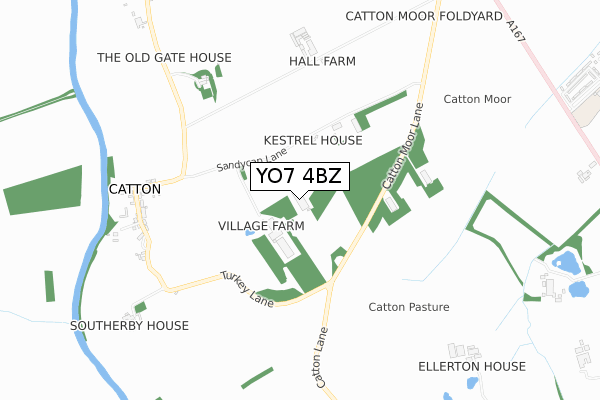 YO7 4BZ map - small scale - OS Open Zoomstack (Ordnance Survey)