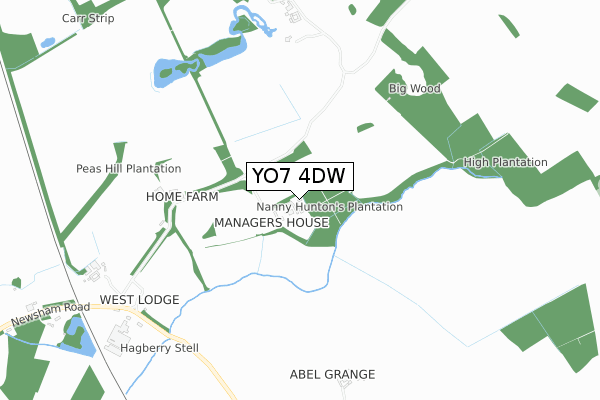 YO7 4DW map - small scale - OS Open Zoomstack (Ordnance Survey)