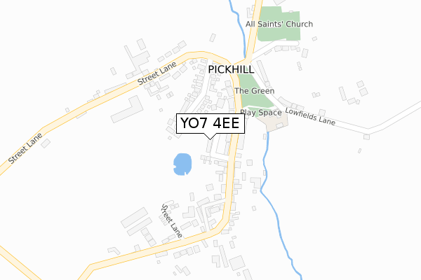 YO7 4EE map - large scale - OS Open Zoomstack (Ordnance Survey)