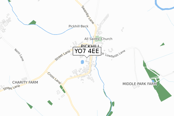 YO7 4EE map - small scale - OS Open Zoomstack (Ordnance Survey)