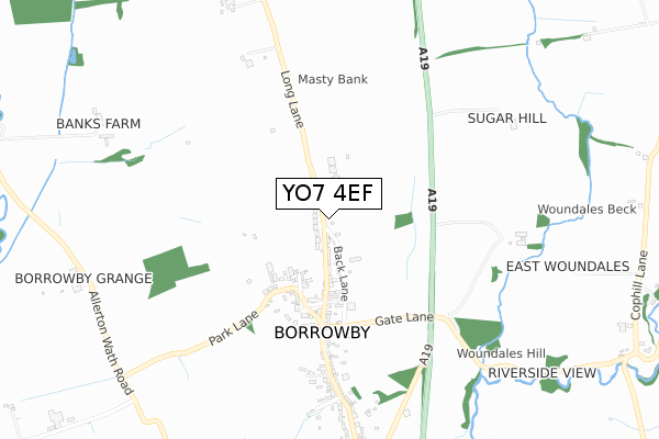 YO7 4EF map - small scale - OS Open Zoomstack (Ordnance Survey)