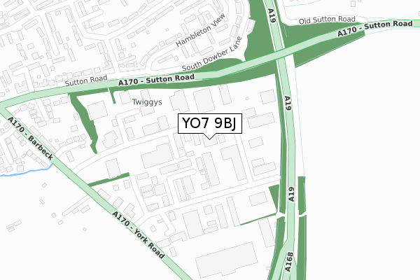YO7 9BJ map - large scale - OS Open Zoomstack (Ordnance Survey) YO7 9BJ map - large scale - OS Open Zoomstack (Ordnance Survey)