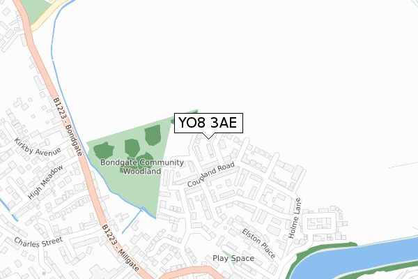 YO8 3AE map - large scale - OS Open Zoomstack (Ordnance Survey)
