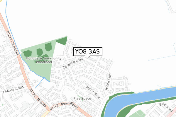 YO8 3AS map - large scale - OS Open Zoomstack (Ordnance Survey)