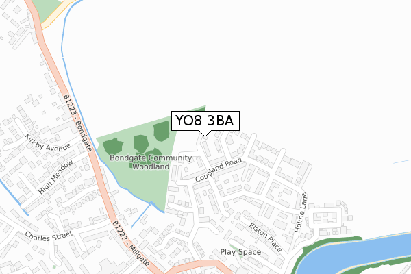 YO8 3BA map - large scale - OS Open Zoomstack (Ordnance Survey)