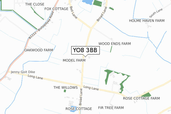 YO8 3BB map - small scale - OS Open Zoomstack (Ordnance Survey)