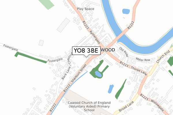 YO8 3BE map - large scale - OS Open Zoomstack (Ordnance Survey)