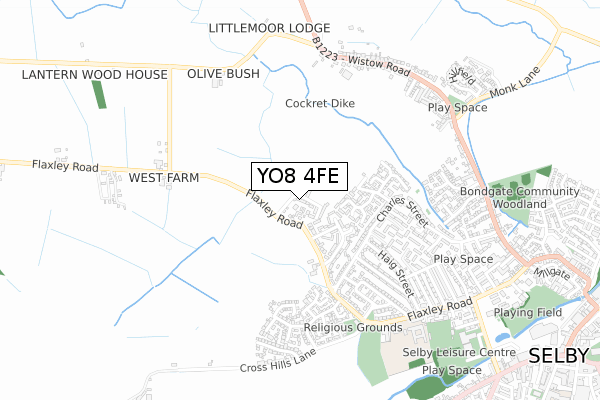 YO8 4FE map - small scale - OS Open Zoomstack (Ordnance Survey)