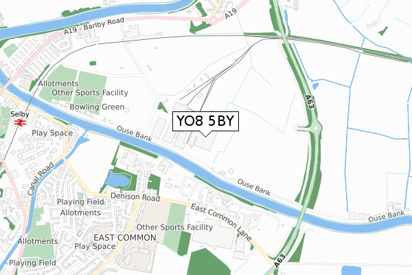 YO8 5BY map - small scale - OS Open Zoomstack (Ordnance Survey)