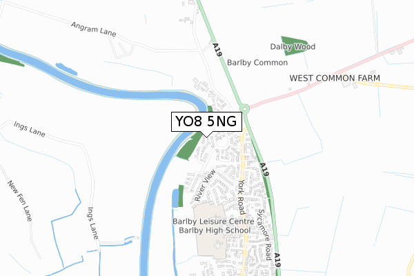 YO8 5NG map - small scale - OS Open Zoomstack (Ordnance Survey)