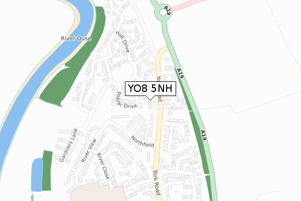 YO8 5NH map - large scale - OS Open Zoomstack (Ordnance Survey)