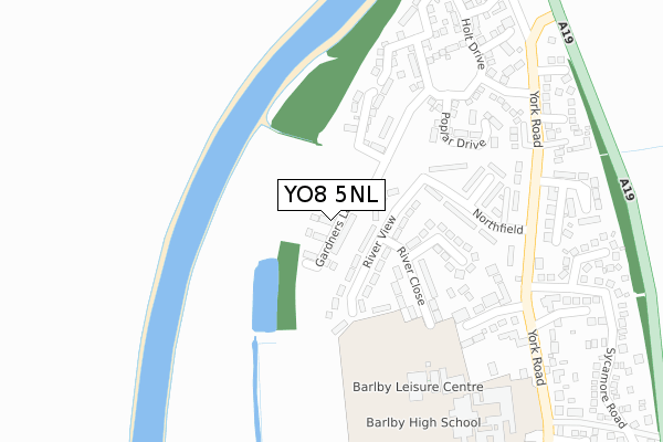 YO8 5NL map - large scale - OS Open Zoomstack (Ordnance Survey)