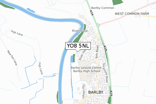 YO8 5NL map - small scale - OS Open Zoomstack (Ordnance Survey)