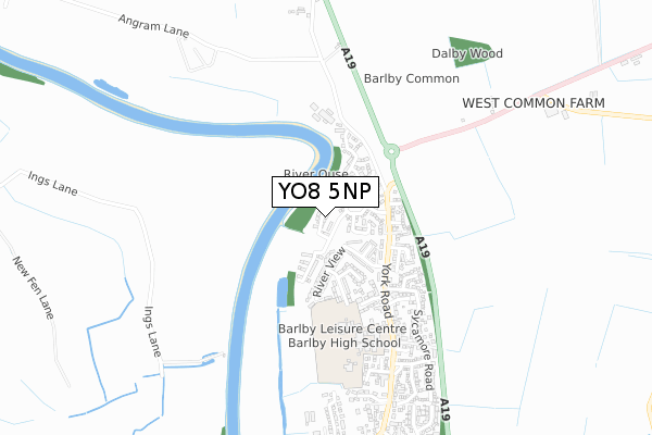 YO8 5NP map - small scale - OS Open Zoomstack (Ordnance Survey)