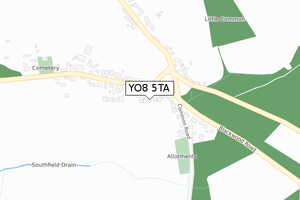 YO8 5TA map - large scale - OS Open Zoomstack (Ordnance Survey)