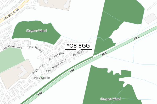 YO8 8GG map - large scale - OS Open Zoomstack (Ordnance Survey)