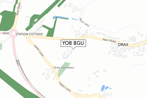 YO8 8GU map - large scale - OS Open Zoomstack (Ordnance Survey)