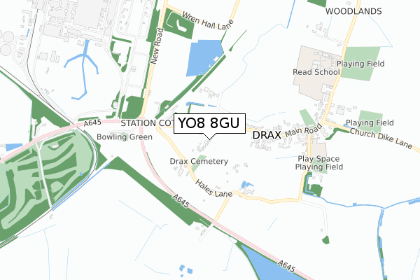 YO8 8GU map - small scale - OS Open Zoomstack (Ordnance Survey)