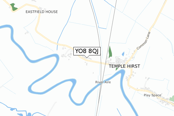 YO8 8QJ map - small scale - OS Open Zoomstack (Ordnance Survey)